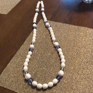 Monet white, clear and blue beads